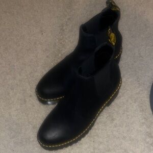 Dr. Martens Black Boots with Yellow Stitching